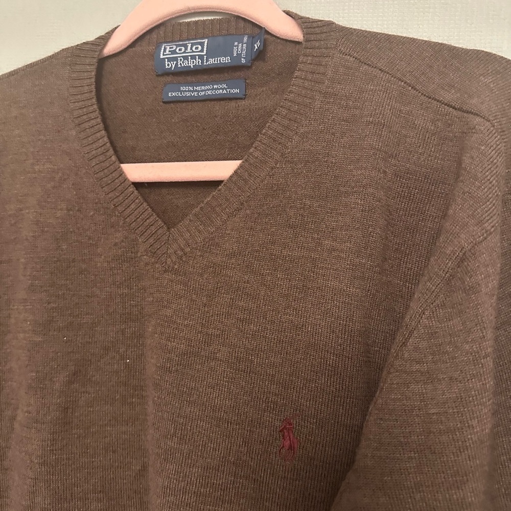 Polo Ralph Lauren Brown 100% Merino Wool Vneck Sweater Men XL
Condition 8/10 - Picture 4 of 8